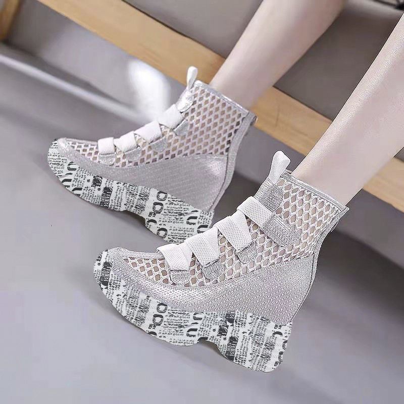 Wedge Mesh Hollow Out Boots