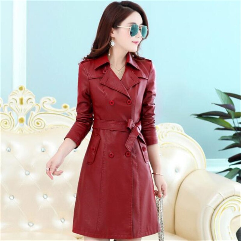 Leather Trench Coat Slim Fit