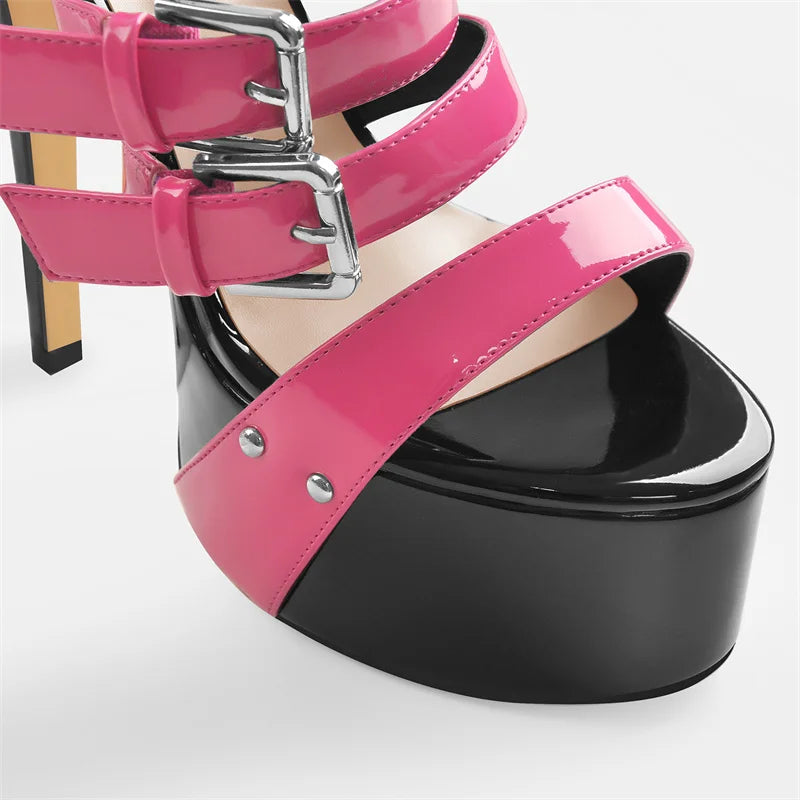 Stiletto High Heel Patent Platform Sandals