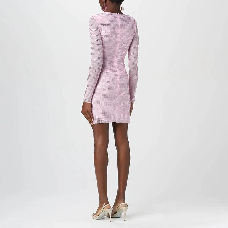 Trend4us Rhinestone Embellished Short Dress