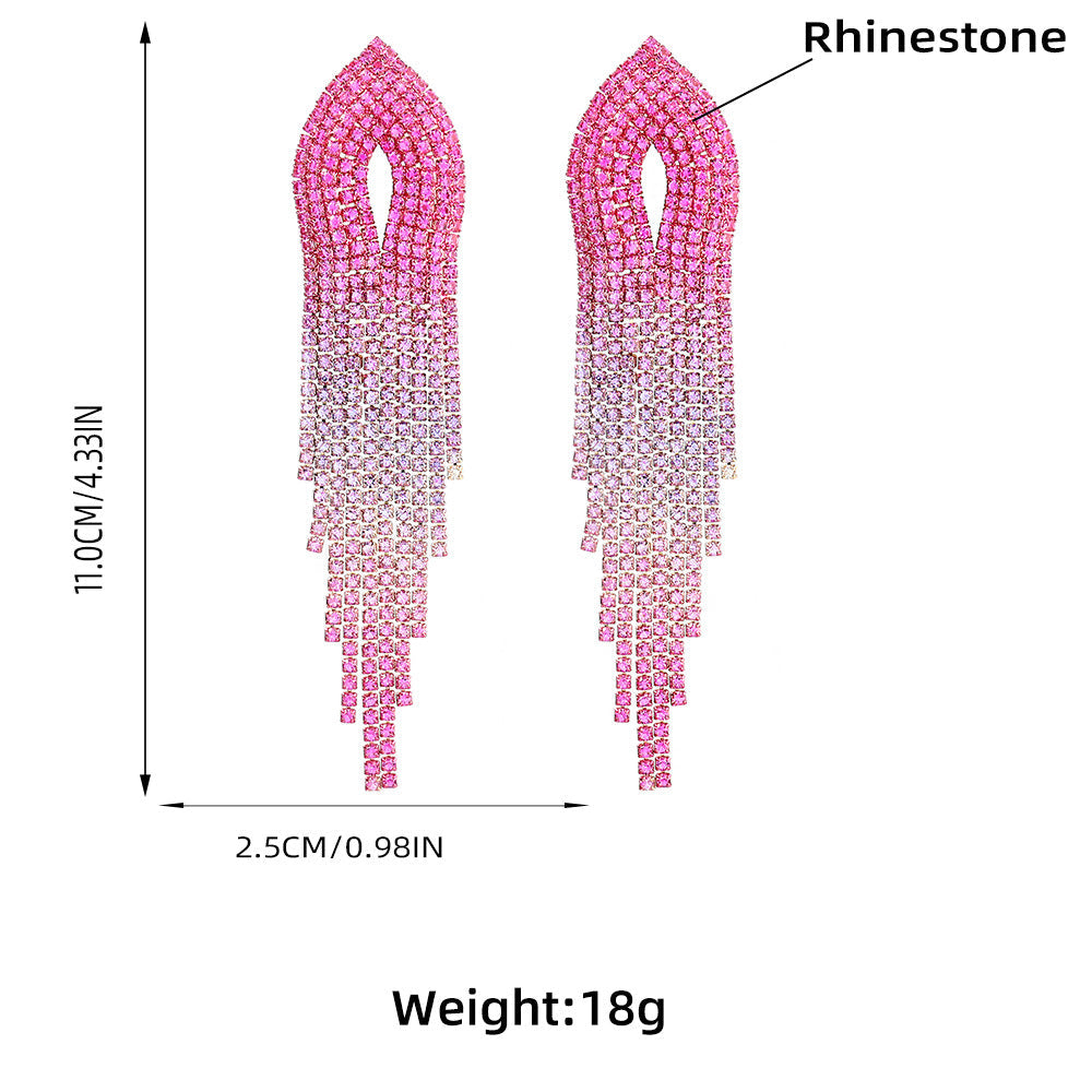Rhinestone Claw Chain Tassel Earrings