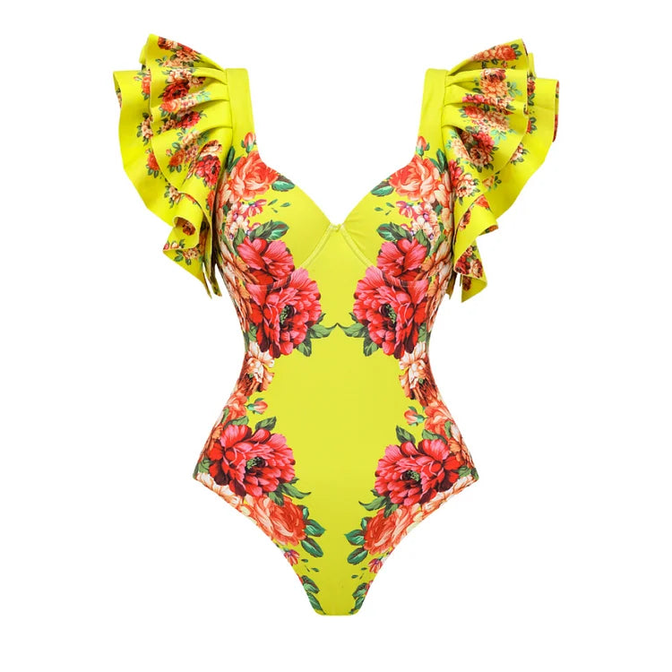 Ruffles Colorful Beach Swimwear Sets