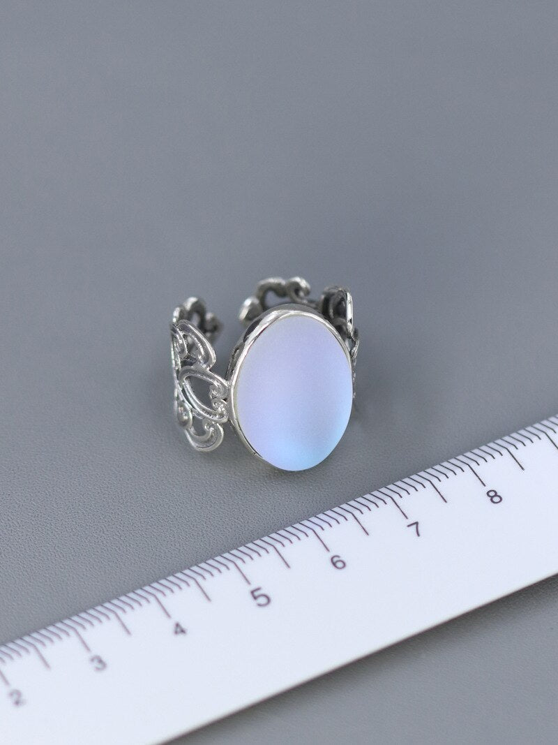 Sterling Glaze Oval Crystal Ring
