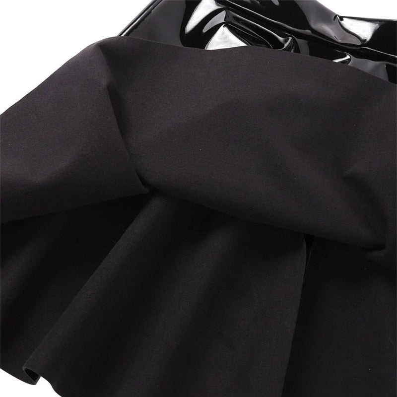 PVC Black Leather Skater Skirt
