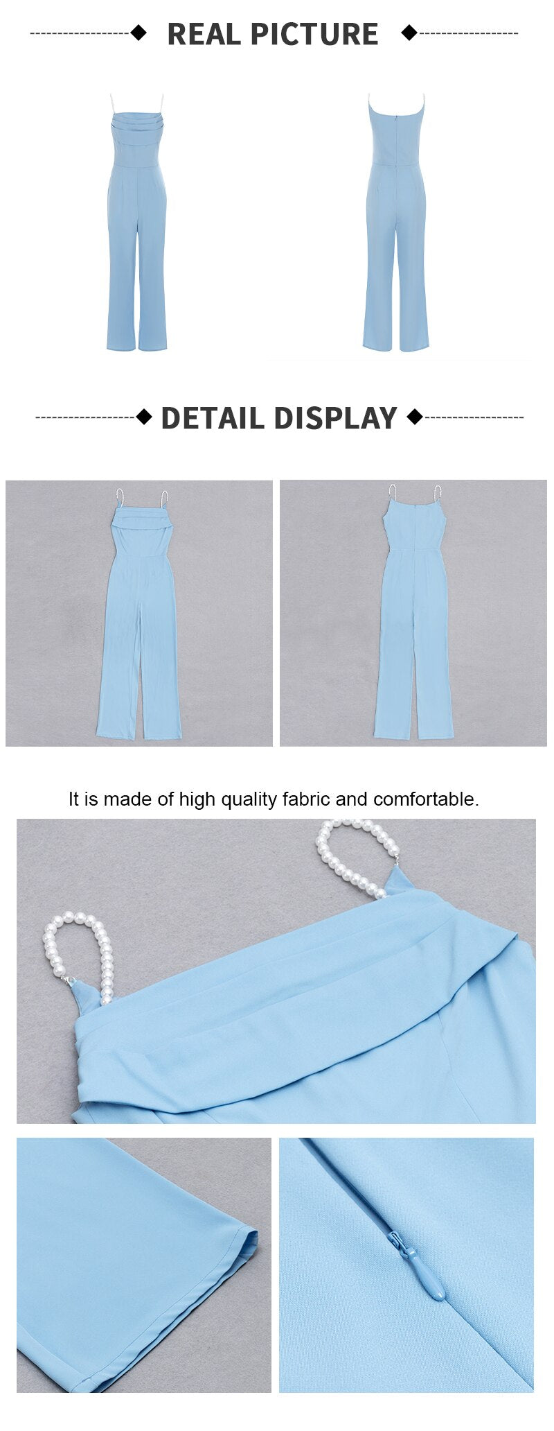 Pearl Strap Light Blue Jumpsuit