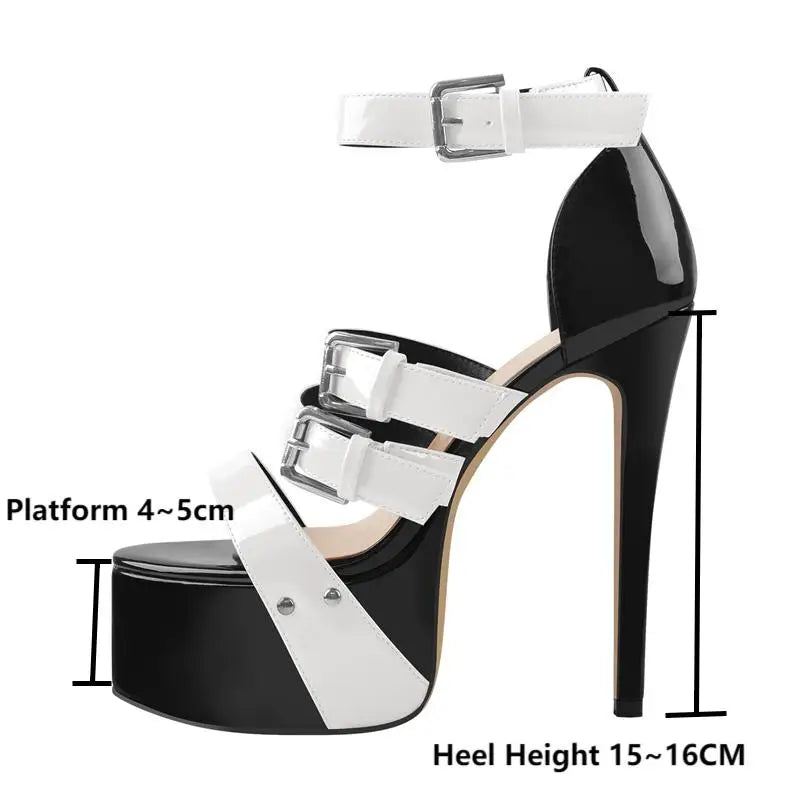 Stiletto High Heel Patent Platform Sandals