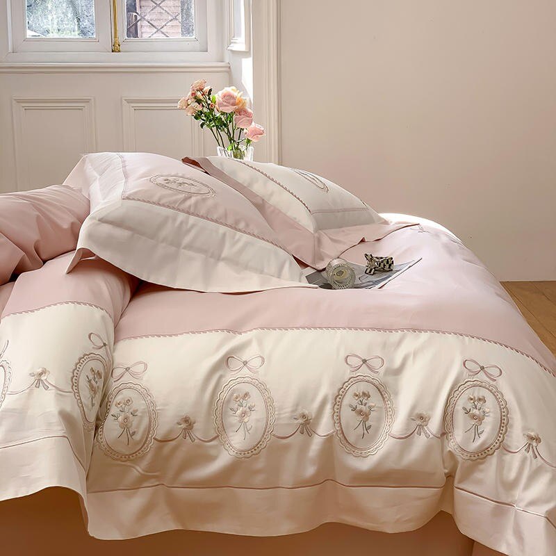 Chic Rose Blossom Embroidery Bedding Set