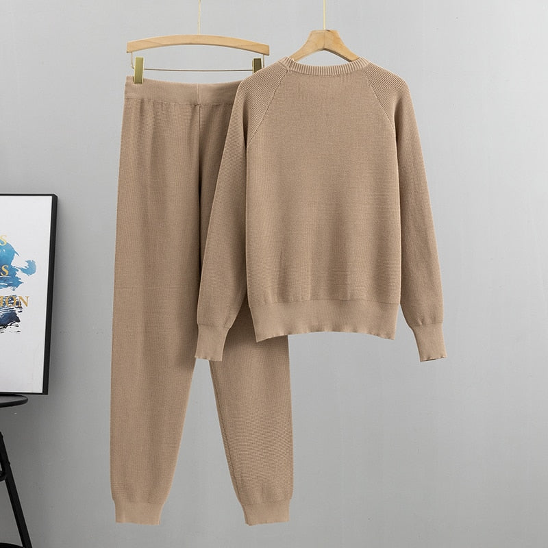 Winter Knit Sweater Pants Cozy Set