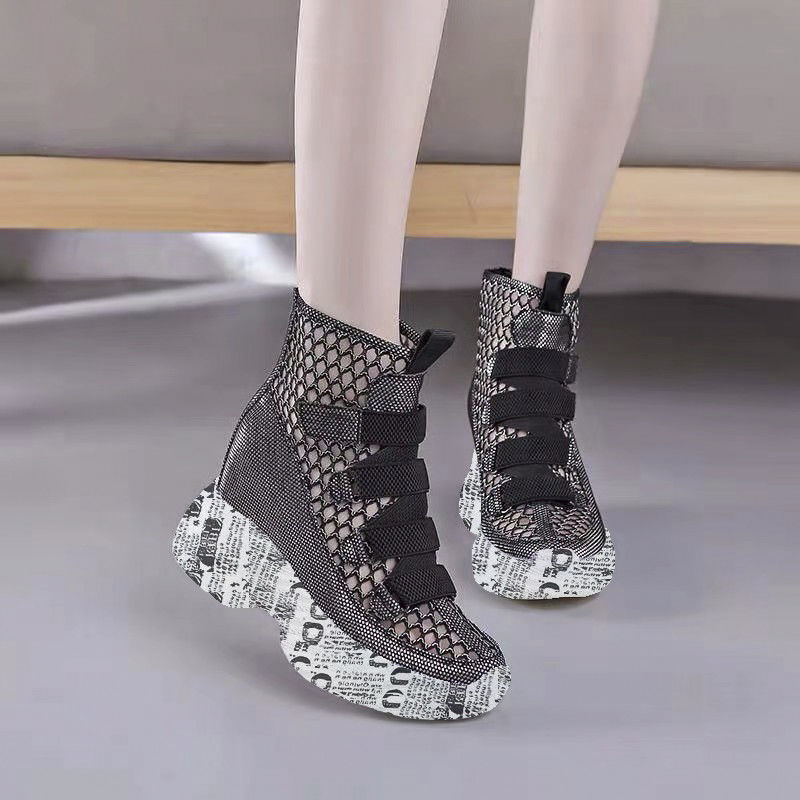 Wedge Mesh Hollow Out Boots