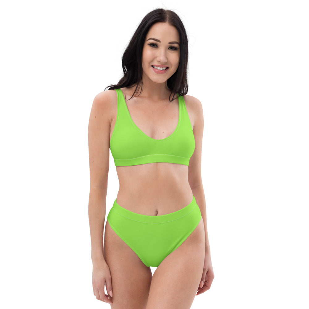 Lime Green Recycled high-waisted bikini