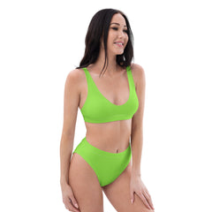 Lime Green Recycled high-waisted bikini