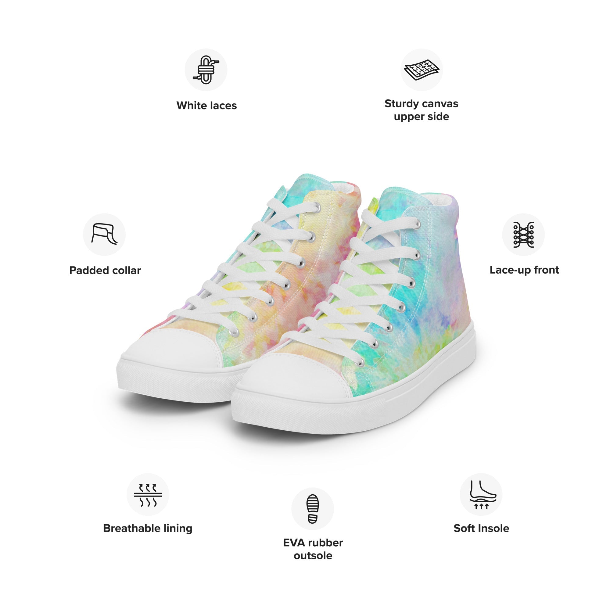 Tie-Dye Womens high top canvas shoes
