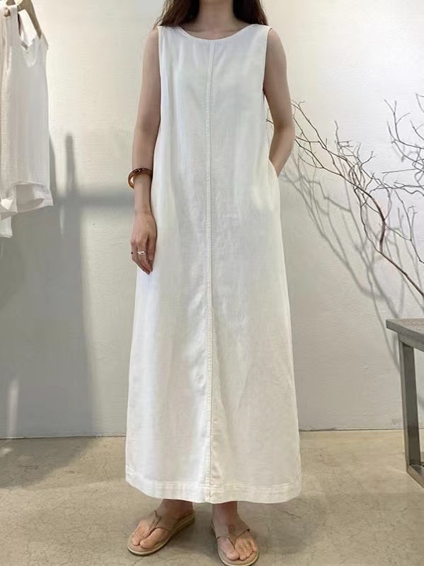 2024 New Fashion Elegant Simple Backless Loose Denim Dress
