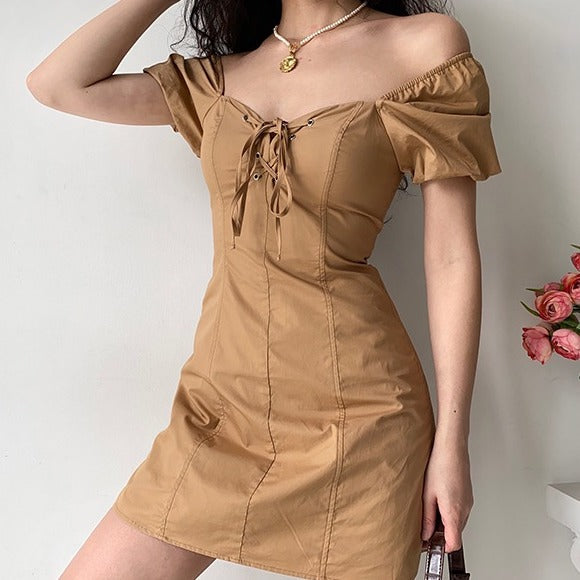 Ifomat Western Khaki Tie Dress