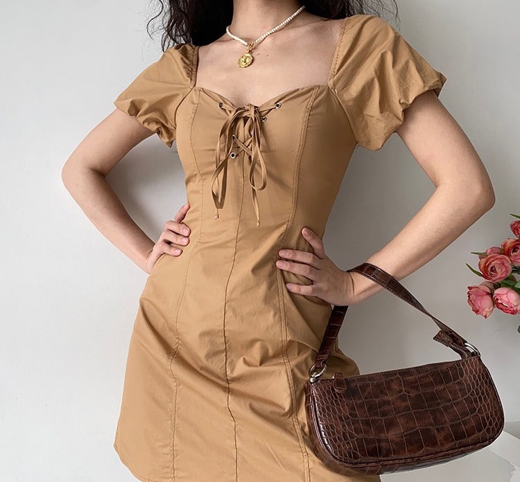 Ifomat Western Khaki Tie Dress