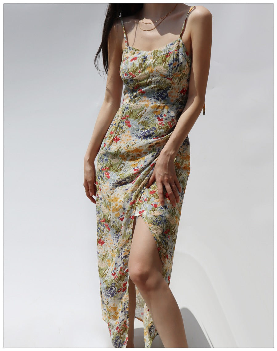 Ifomat Flower Painting Maxi Dress