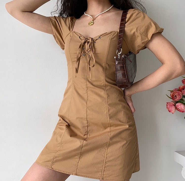 Ifomat Western Khaki Tie Dress