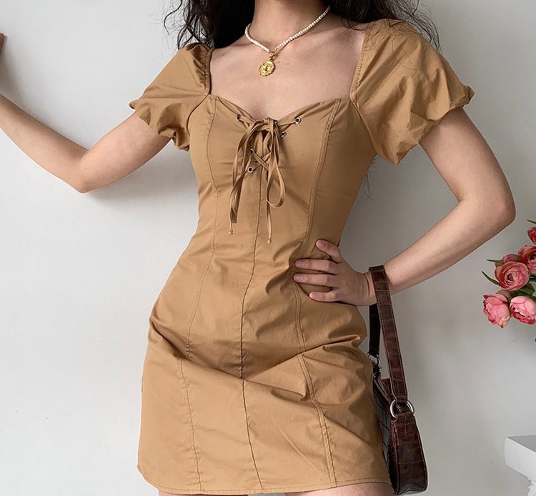 Ifomat Western Khaki Tie Dress