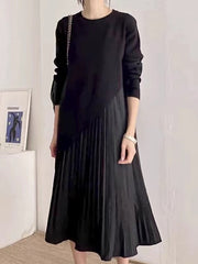2024 New Fashion Elegant Lrregular Knitted Sweater + Pleated Suspender Dress 2-Pieces Set