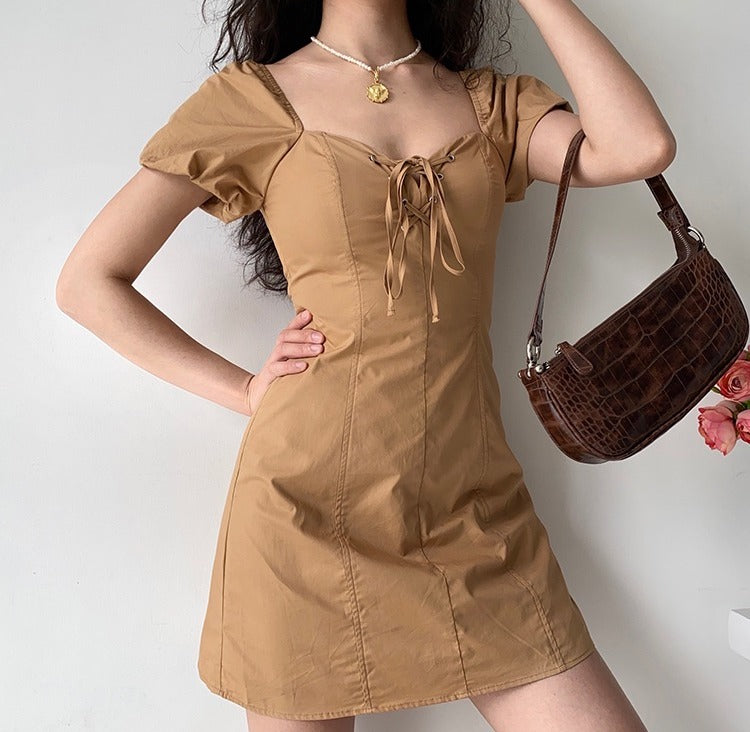 Ifomat Western Khaki Tie Dress