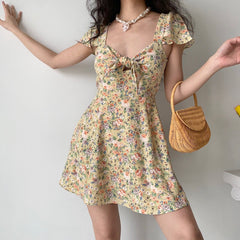 Ifomat Magnolia Floral Bowknot Dress