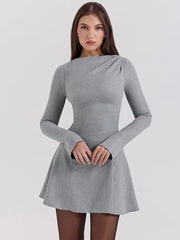 Elegant Slim Long Sleeve Dress Office Lady Solid Chic Mini Dresses Female Autumn Fashion High Waist Party Vestido ClothesChristmas Gifts