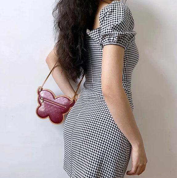 Ifomat Roman Retro Gingham Puff Dress