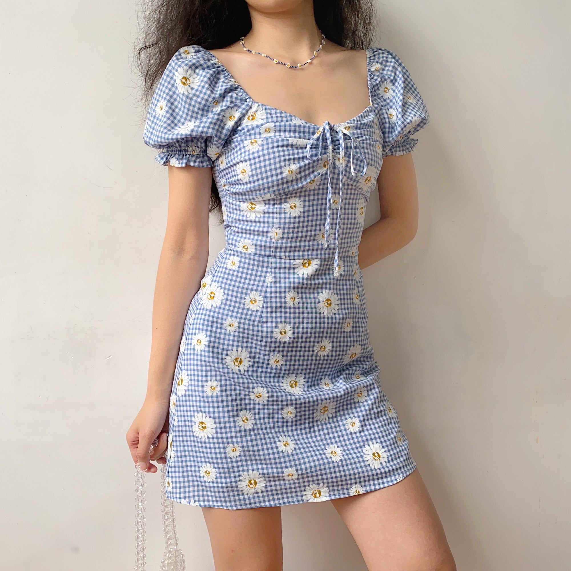 Ifomat Daisies Gingham Picnic Dress