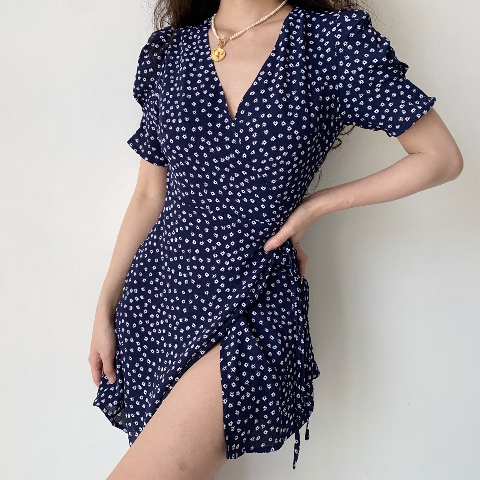 Ifomat Gwyneth Navy Wrap Dress