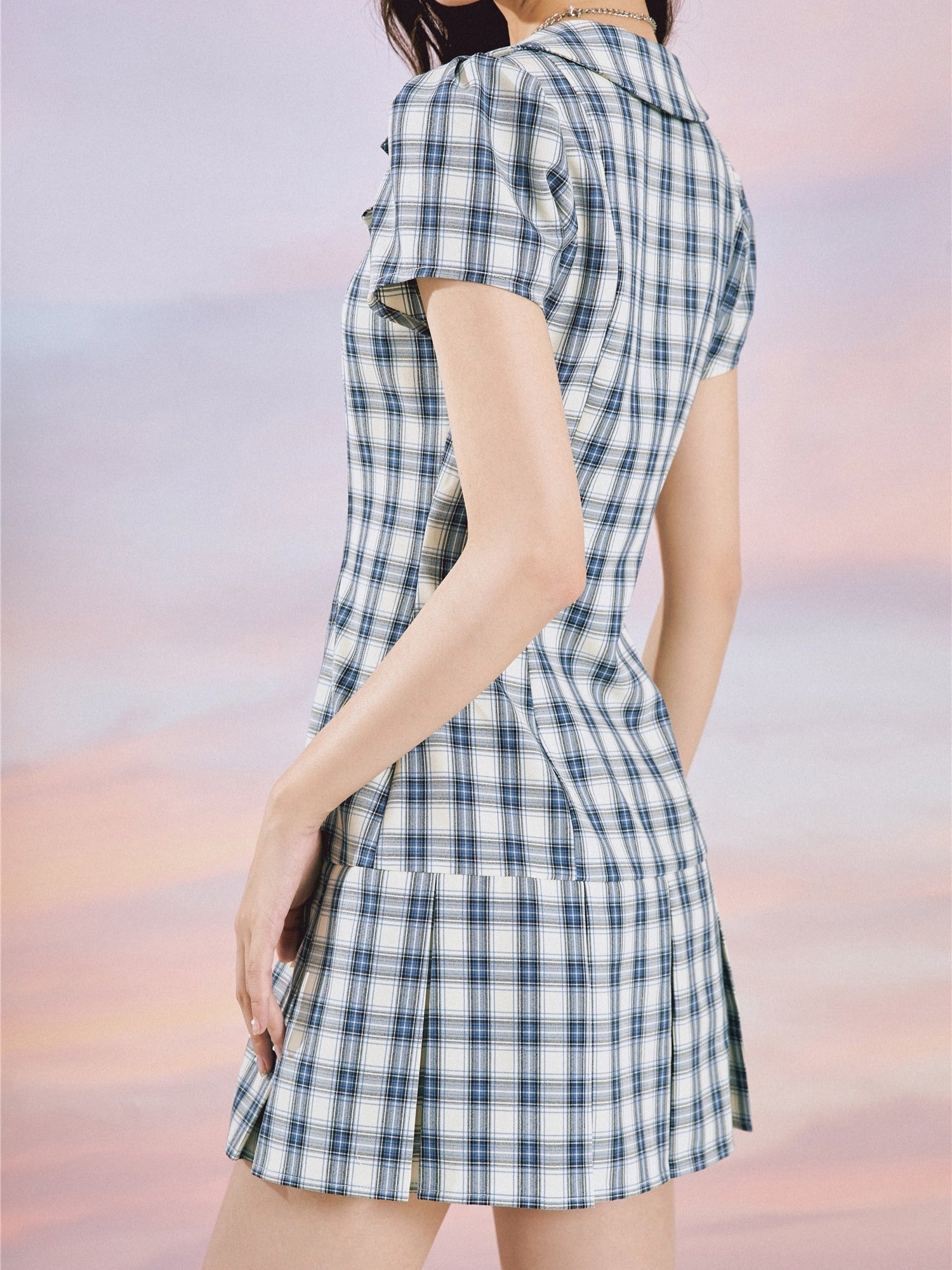 Ifomat College Plaid Pleat Dress