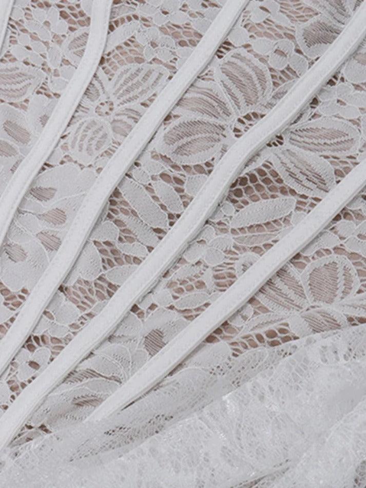 Lace Mesh Corset Bandeau Mini Dress