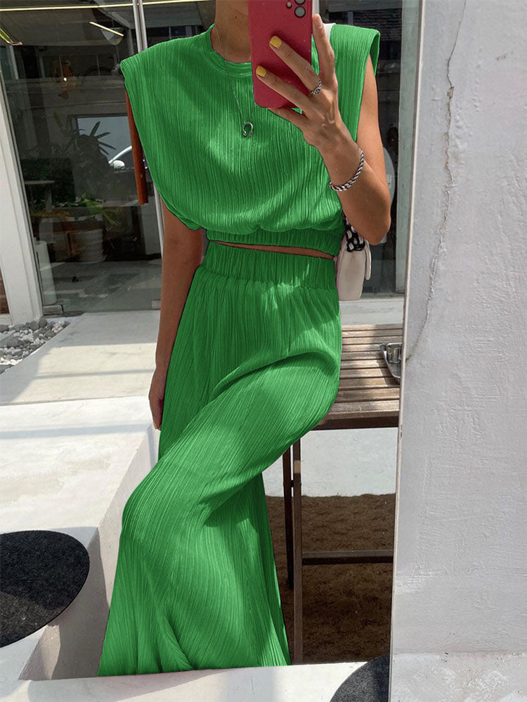 Ribbing Dress Suit For Women 2023 Summer Shoulder Pads Tank Top Temperament High Waist Maxi Skirt 2 Piece Sets Outfits