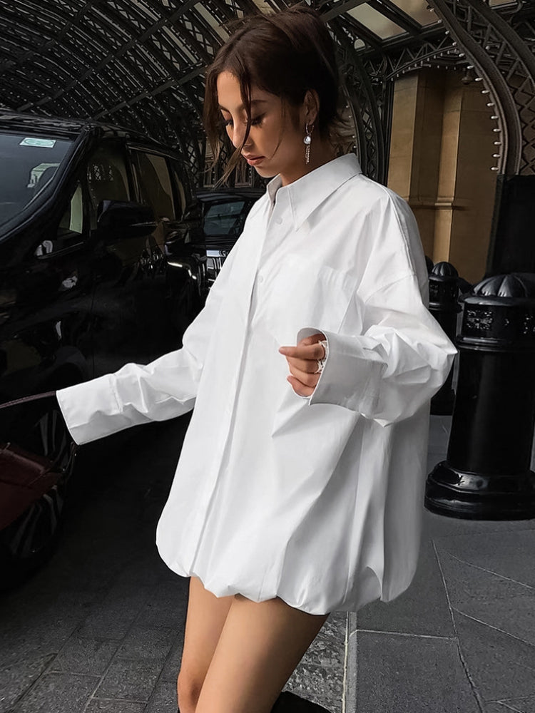 Oversized Shirts Dress Women 2024 New Fashion Baggy Turn Collar Cover-up Femme Casual Loose Holiday Beach Dresses Womens