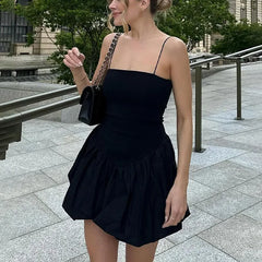 One-Shoulder Slim Suspender Dress For Women Spaghetti Strap Solid Color Patchwork High Waisted Backless Summer New DressChristmas Gifts