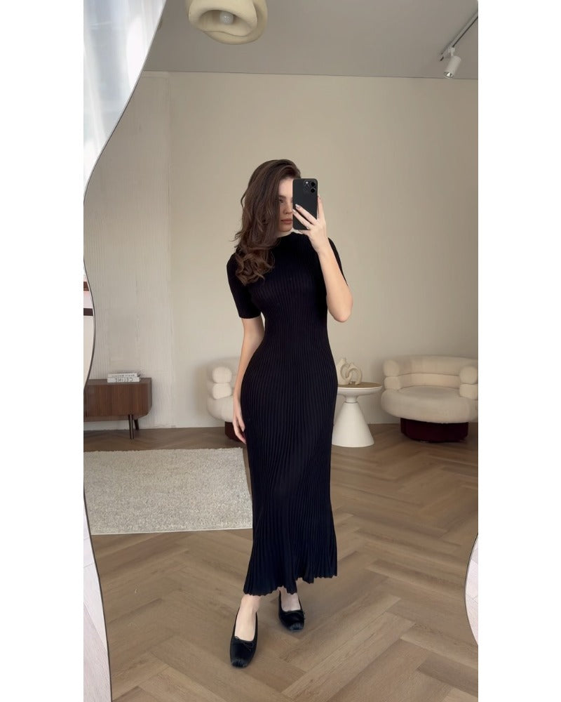 2024ss solid color sexy slim temperament dress