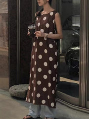 2024 New Fashion Elegant Backless Polka Dot Tank Dress