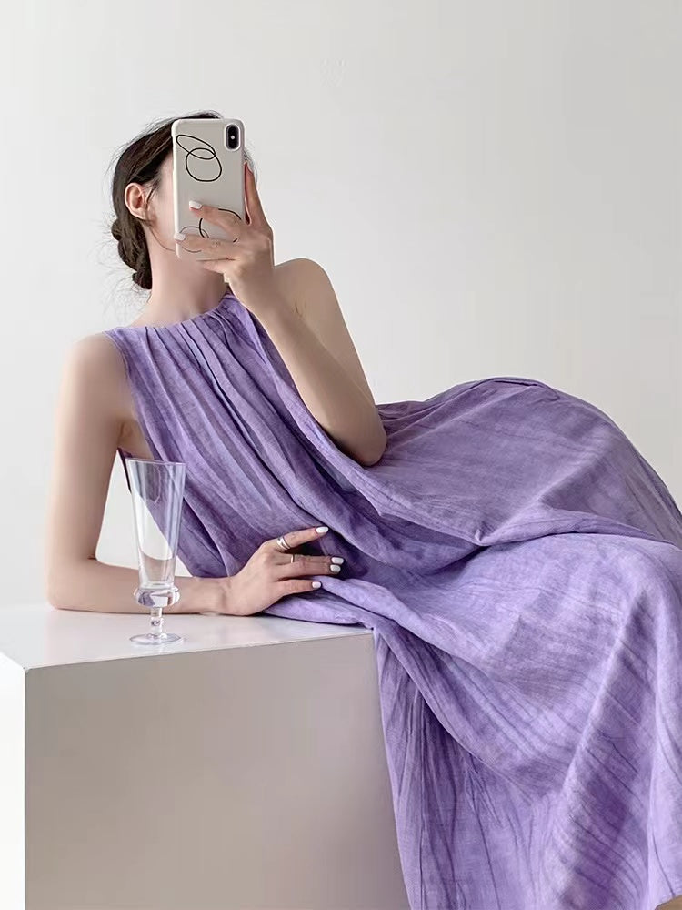 2024 New Fashion Elegant Purple Tank Dress