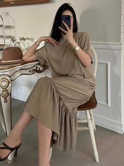 2024 New Fashion Elegant French Retro Pleated Ruffled Dress