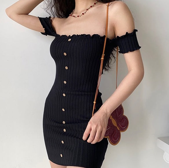 Ifomat Talia Ribbed Bodycon Dress