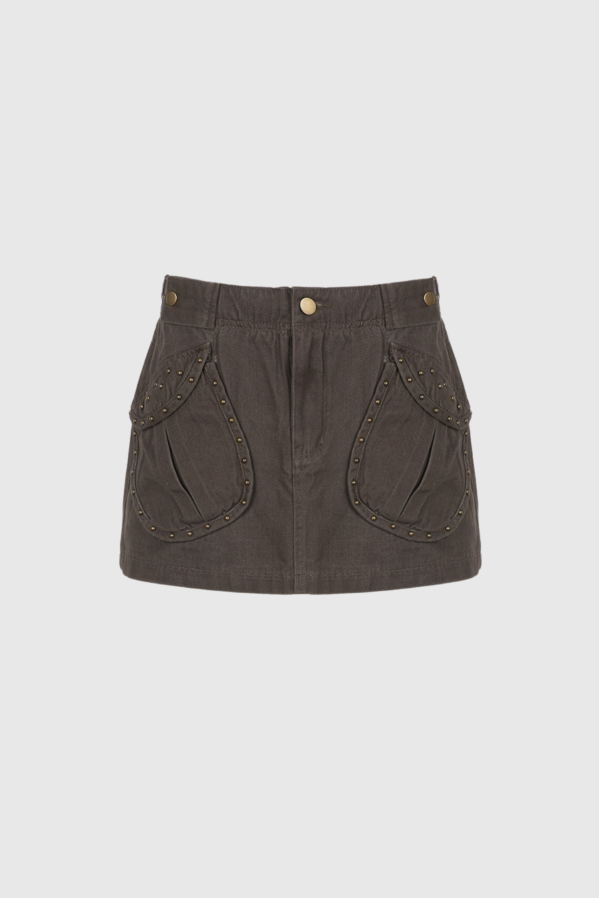 Adil Studded Pocket Short Denim Skirt