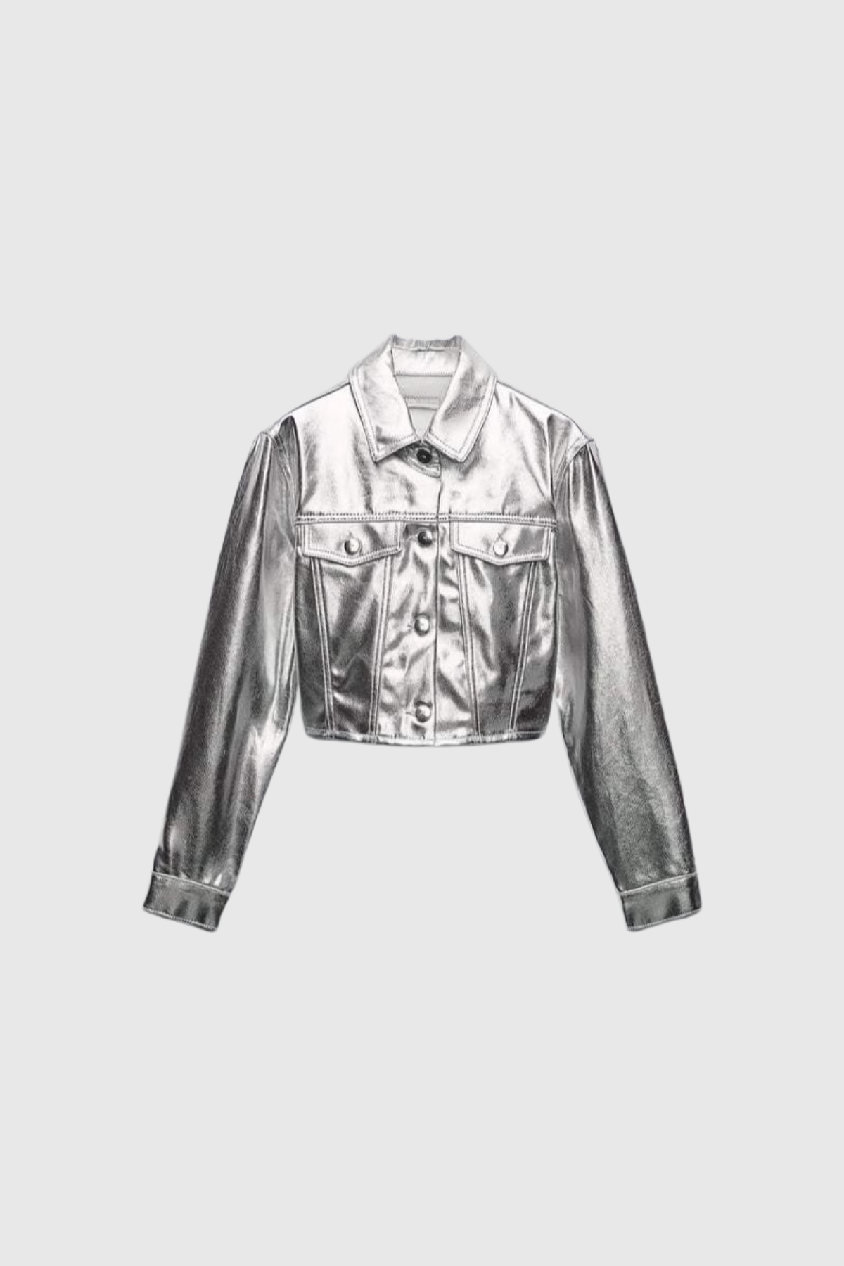 Áed Metallic Leather Short Jacket