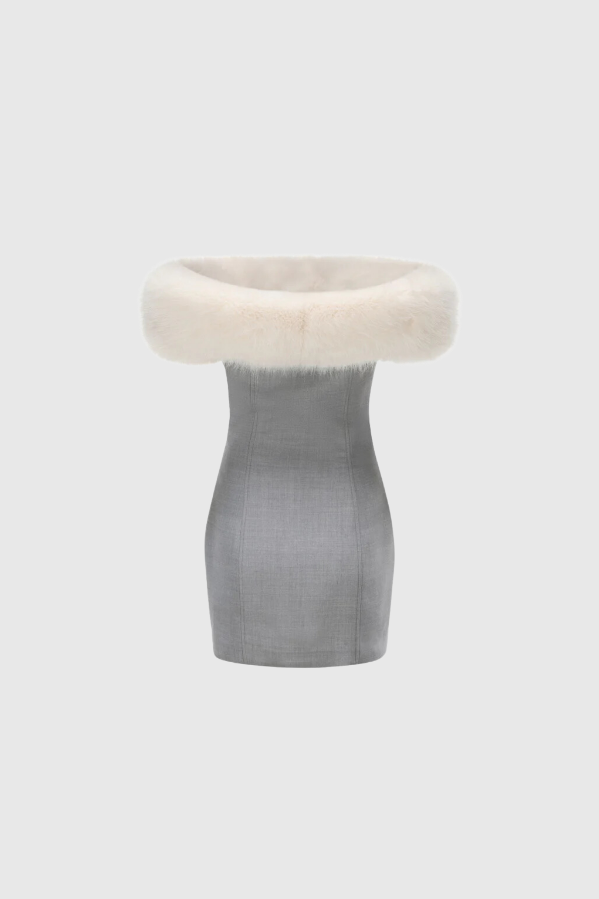 Akela Faux Fur Strapless Button Mini Dress