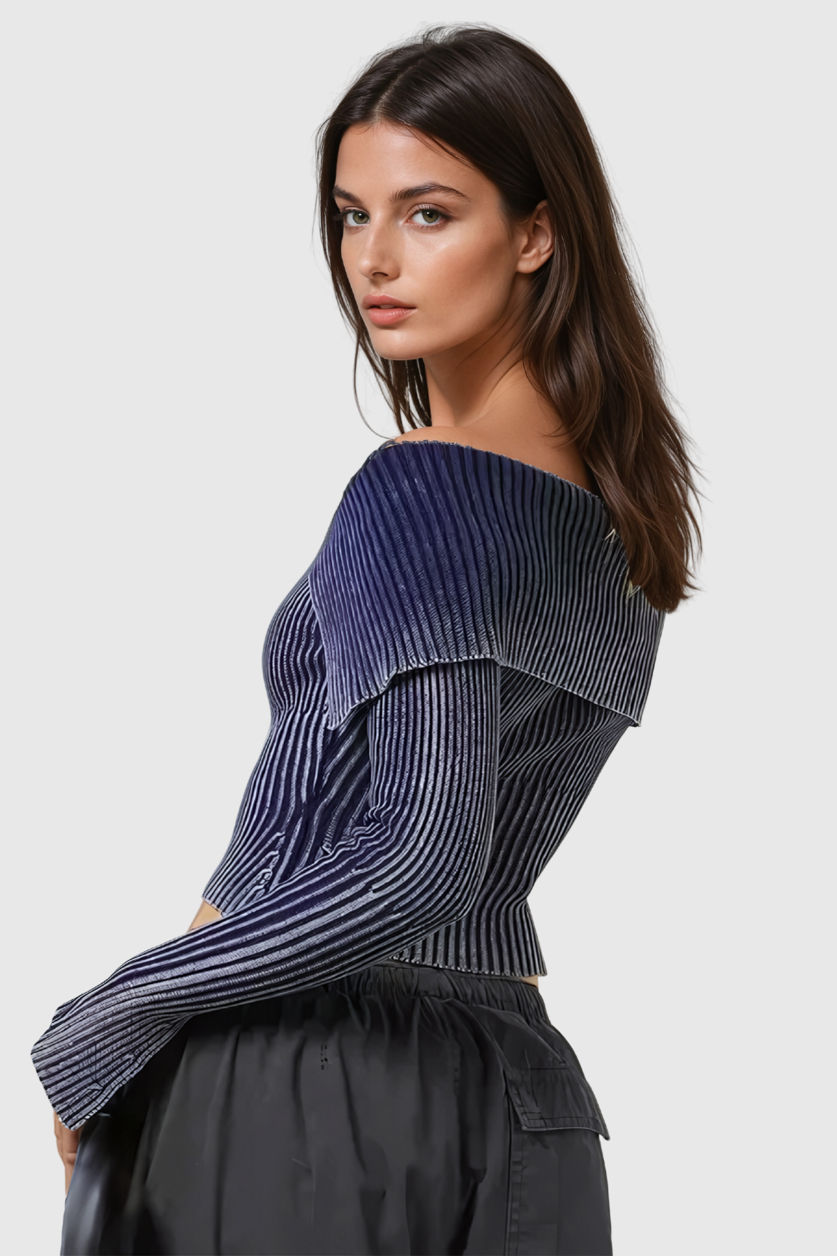 Akilah Off Shoulder Stripe Knit Top