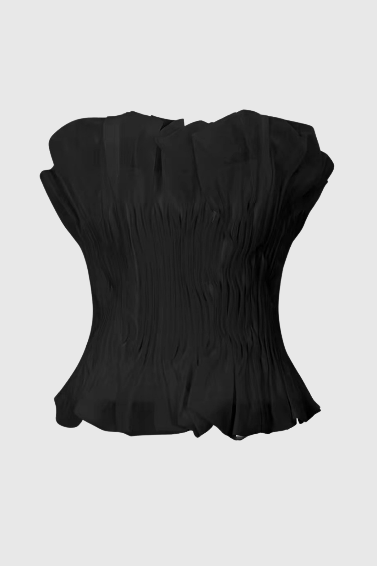 Akili Strapless Ruch  Ruffle Top In Black