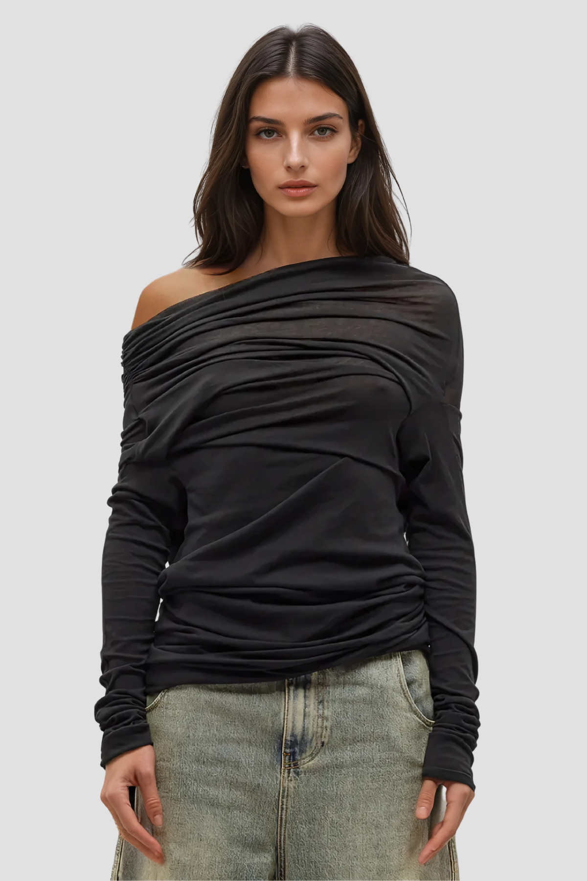 Akim Ruch Long Sleeve Knit Top In Black