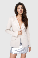 Aldridge Cutout Rhinestone Rope Blazer In White