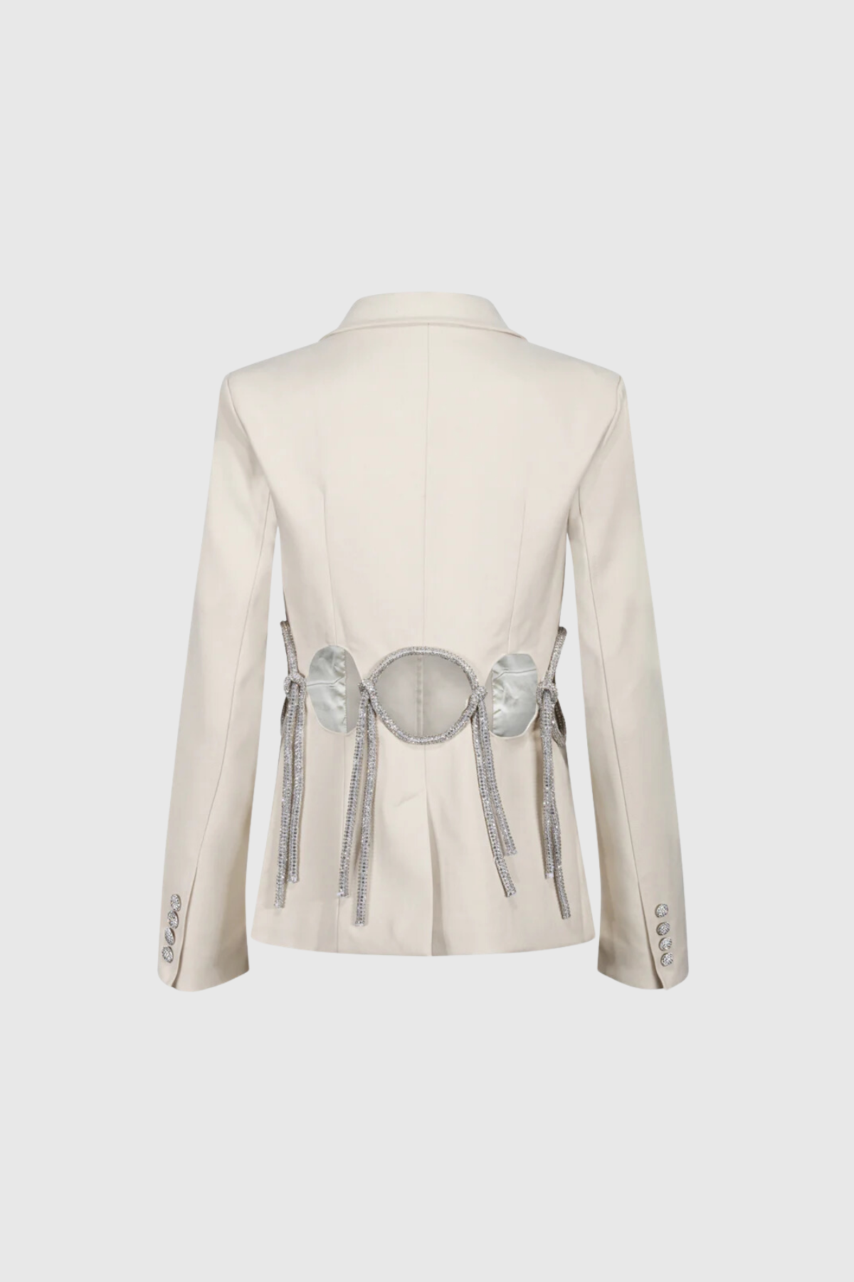 Aldridge Cutout Rhinestone Rope Blazer In White