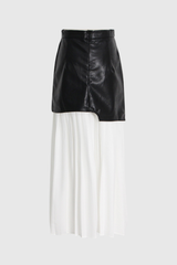 Alitzel Leather Mesh Midi Skirt In White