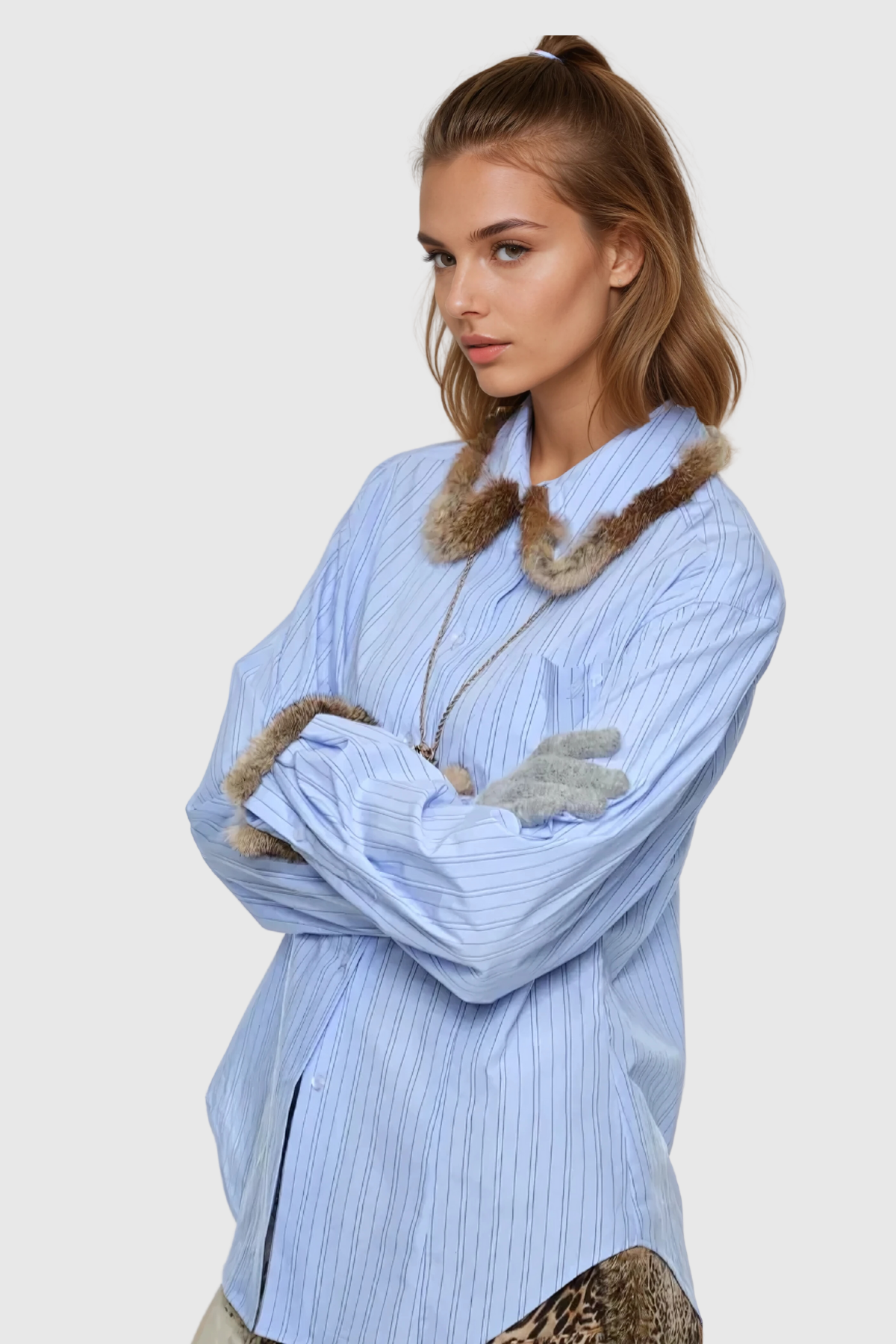 Alkas Faux Fur Stripe Shirt