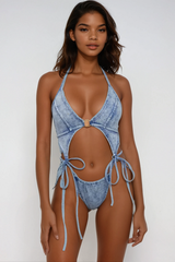 Almeria Lace Up Cutout One Piece Swimsuit